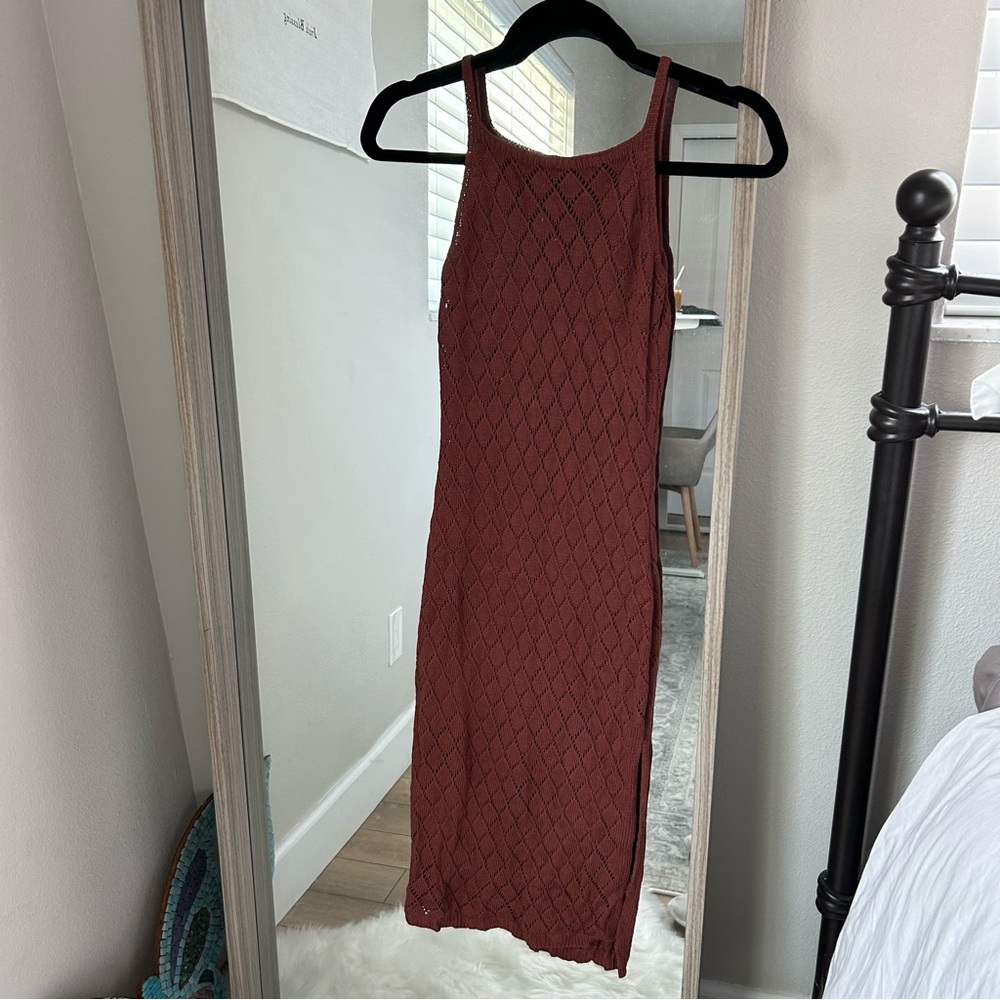 Knit Maroon Midi Dress